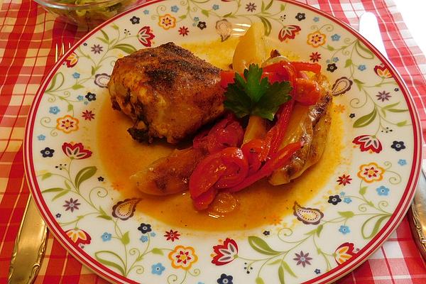 Crispy Chicken Legs with Potatoes and Vegetables
