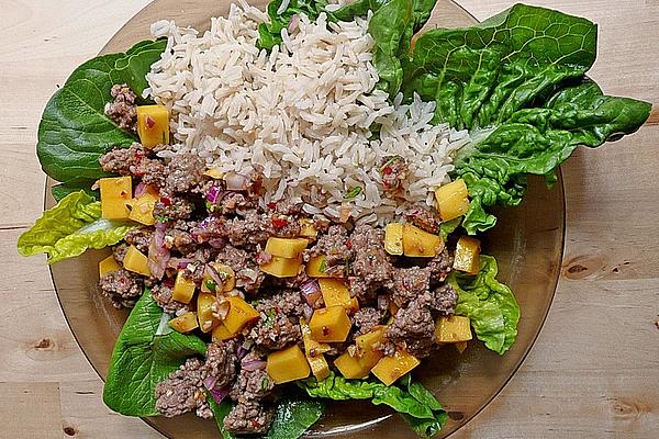 Crispy Pork Larb with Mango and Chilli Lime Dressing