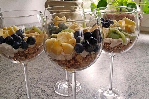 Crunchy Muesli with Almond Kefir Coconut Cream and Fresh Fruits