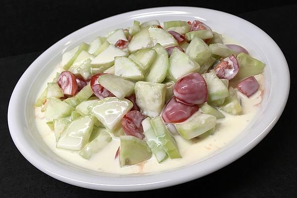 Cucumber and Tomato Salad in Creamy Vinegar Dressing
