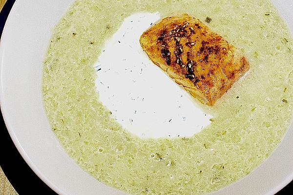 Cucumber Soup with Salmon Strips