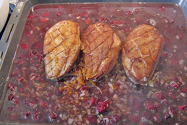 Duck Breast NT in Port Wine – Orange Juice with Leek Herb Dumplings