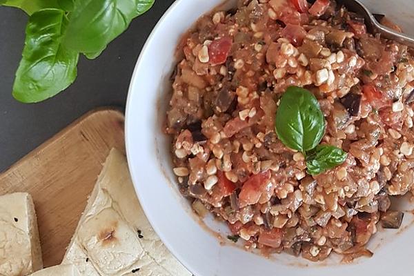 Eggplant with Cottage Cheese and Tomato