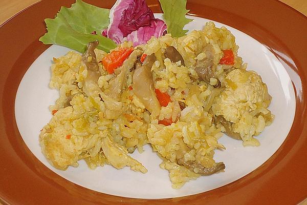 Exotic Rice Pan with Turkey Breast and Oyster Mushrooms