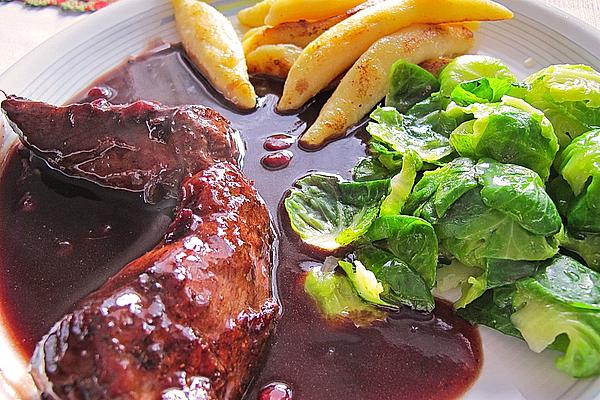 Fallow Deer Fillet with Sautéed Brussels Sprouts Leaves