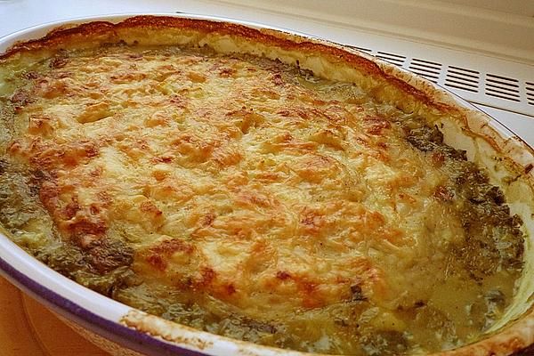 Fish Casserole with Spinach and Mashed Potatoes