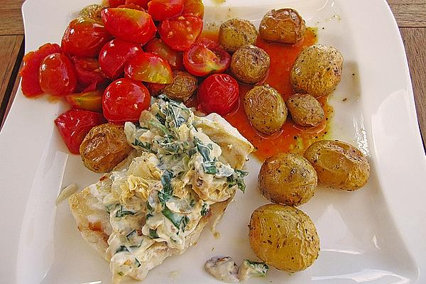 Fish Fillets in Basil Cream Sauce