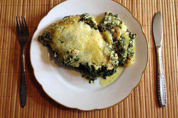 Fish – Potato – Casserole with Spinach and Garlic