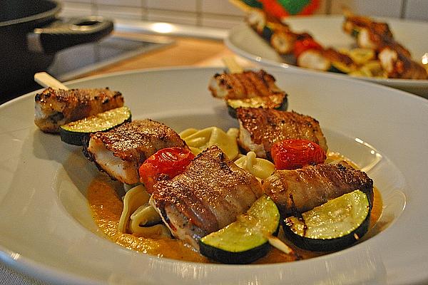 Fish Skewers with Paprika Sauce