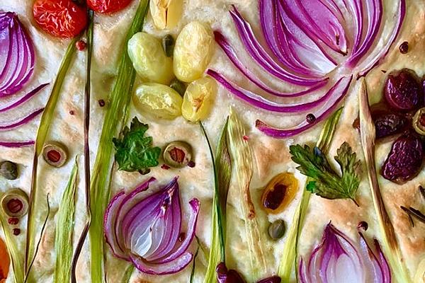 Focaccia Art: Focaccia Alla Genovese Il Prato Fiorito