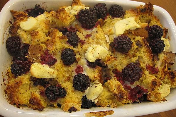 French Toast Casserole with Cream Cheese and Blackberries