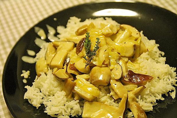 Fresh Porcini Mushrooms in Cream Sauce