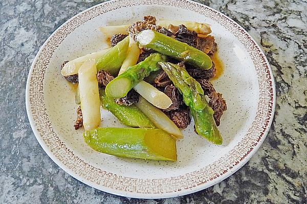 Fried Asparagus Salad with Morels