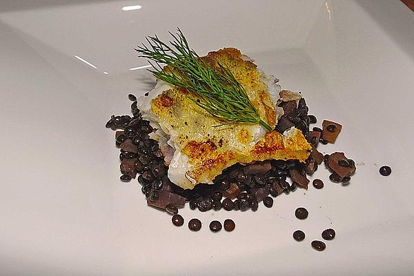 Fried Fillet Of Pikeperch on Beluga Lentils
