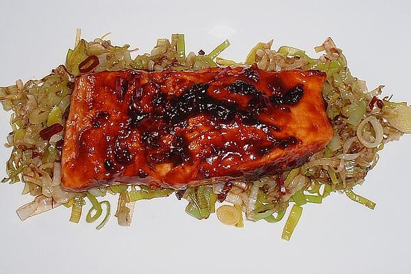 Fried Salmon with Leek
