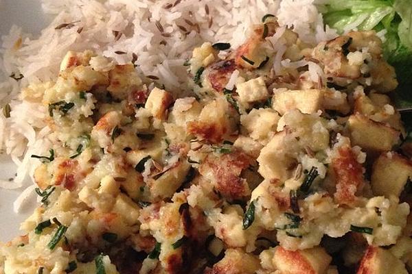 Fried Tofu in Coconut Milk and Chives Breading