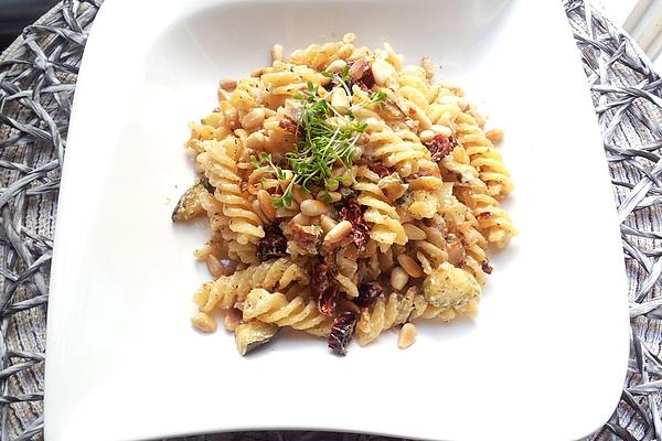 Fussili with Zucchini, Sundried Tomatoes and Pine Nuts