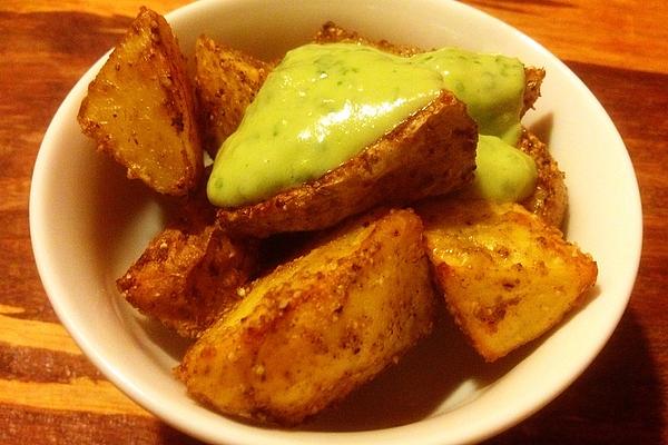 Garam Masala Baked Potatoes with Avocado and Parsley Dip