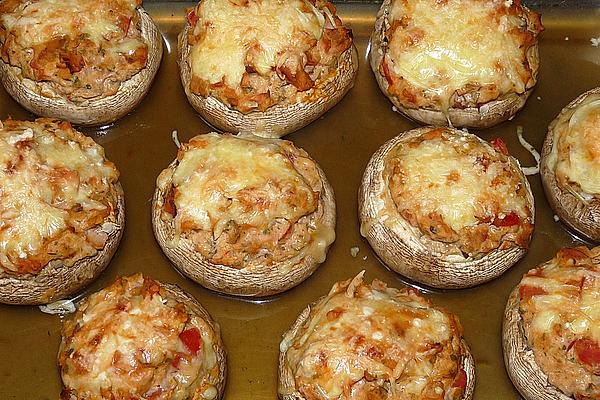 Giant Mushrooms Filled with Ham and Cream Cheese