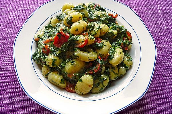 Gnocchi in Spinach Cream Cheese Sauce