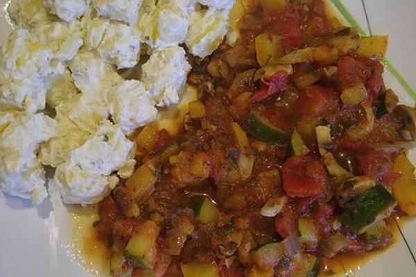 Gnocchi with Ratatouille and Cream Cheese Sauce