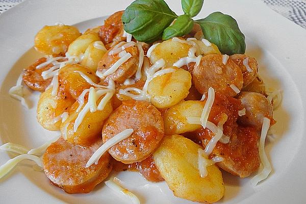 Gnocchi with Sausage Balls in Tomato Sauce