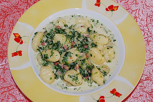 Gnocchi with Spinach – Carrots – Ham – Cream Sauce