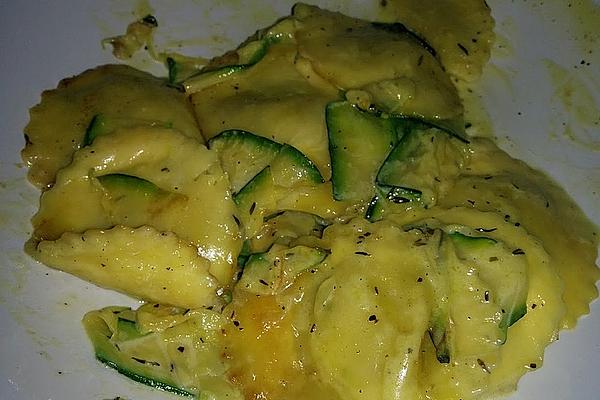 Goat Cheese Ravioli with Zucchini and Rosemary