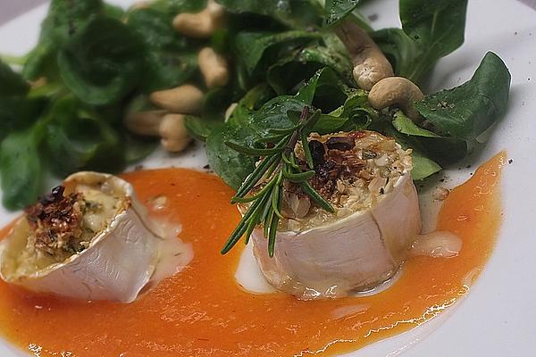 Goat Cheese with Nut Crust and Persimmon Puree