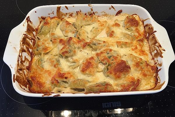 Gratinated Maultaschen with Processed Cheese