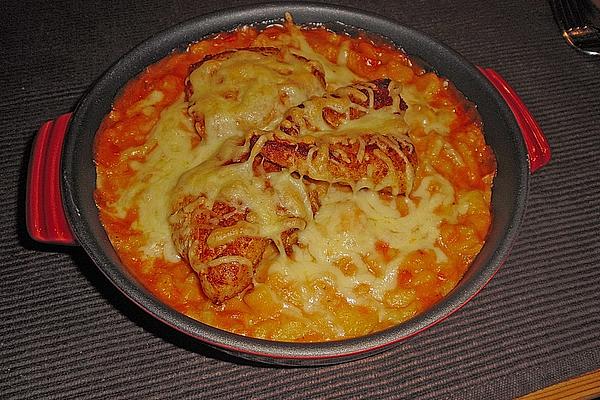 Gratinated Spaetzle – Fillet – Tomato – Pan