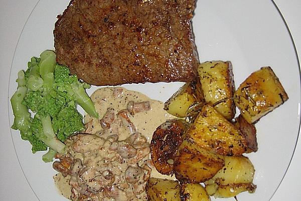 Grilled Charolais Steak with Chanterelle Cream Sauce