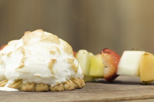 Grilled Ice Cream with Champagne Fruit Skewer