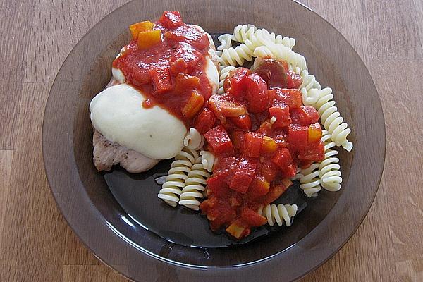 Grilled Turkey Schnitzel from Grill with Spicy Tomato Sauce