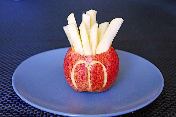 Healthy Fries with Hot Fruits and Vanilla Ice Cream