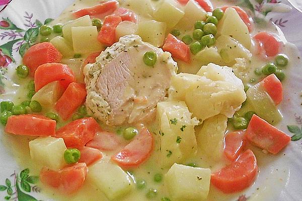 Herbal Turkey Roast on Spring Vegetables