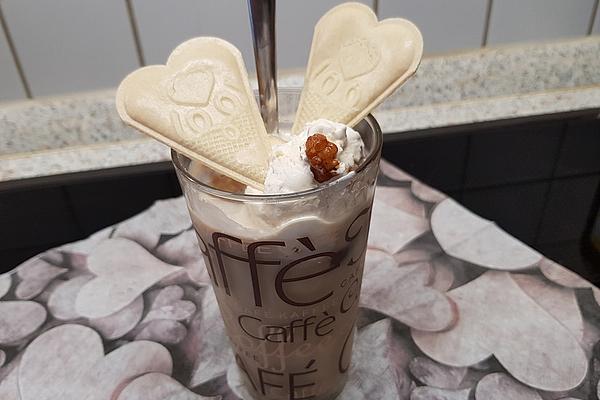 Iced Coffee with Nut Ice Cream and Espresso