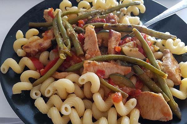 Italian Sliced ​​meat on Pasta