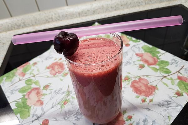 Kefir Shake with Cherries, Strawberries and Nectarine