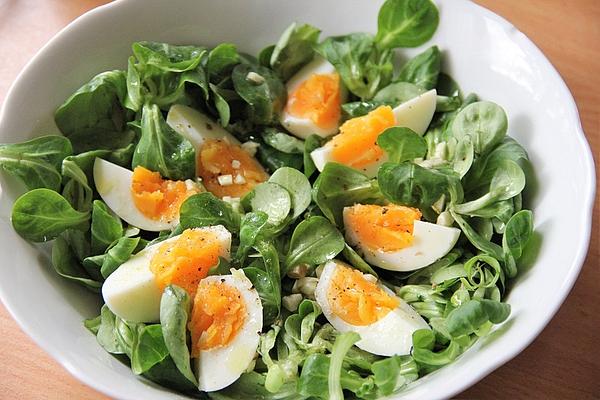 Lamb`s Lettuce with Egg in Truffle Oil Marinade