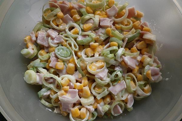 Leek Salad with Corn and Ham