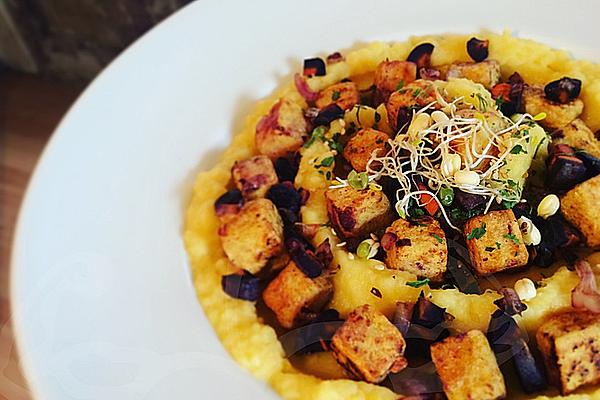Light Turnip Puree with Chickpea Tofu