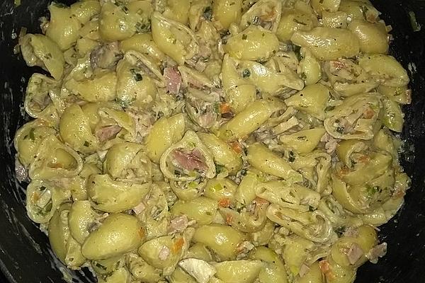 Lumache with Mushrooms, Leek and Ham in Cream Sauce