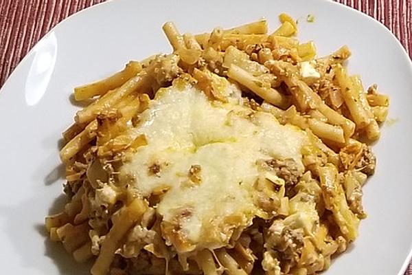 Macaroni Mince Casserole with Feta