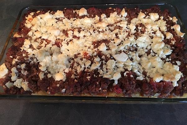 Macaroni, Minced Meat and Sheep Cheese Casserole Alla Donkey