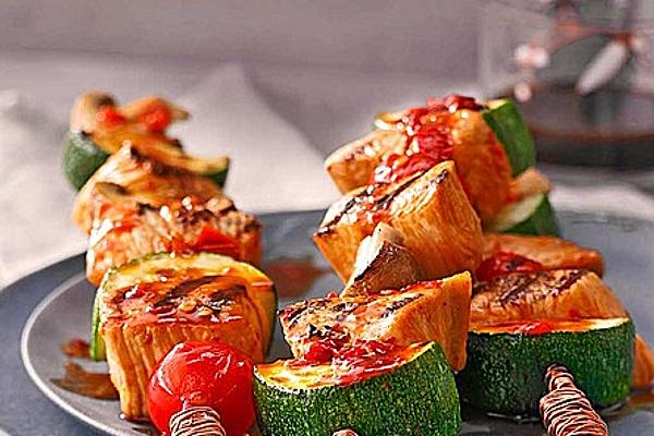 Marinated Chicken and Vegetable Skewers