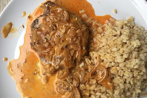 Marinated Pork Neck Steaks in Cream Sauce