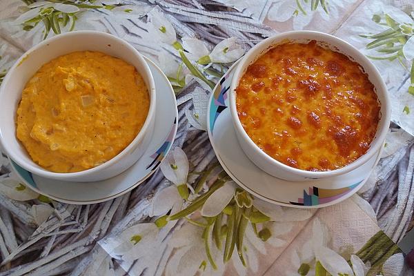 Mashed Sweet Potatoes with Cheese and Onions