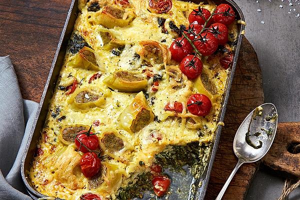 Maultaschen and Spinach Casserole