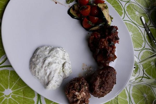 Meatballs Filled with Plums and Feta